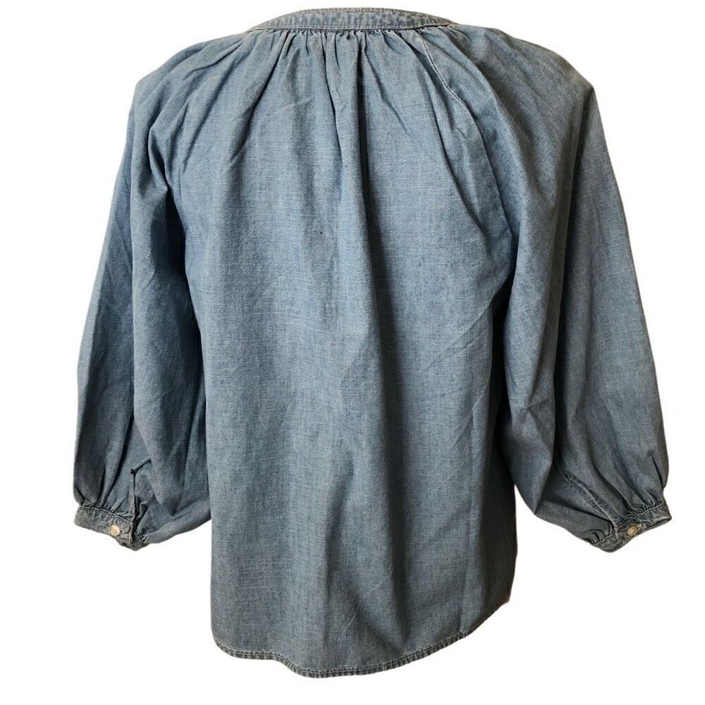 Levi’s Denim Chambray Blue, Mirabelle Dolman Sleeve, Coastal Grandma Top Size S - Picture 3 of 12
